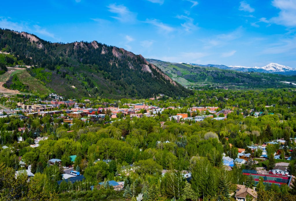 Aerial view of Aspen Colorado, USA Aerial view of Aspen Colorado USA from Tumbleweed Travel