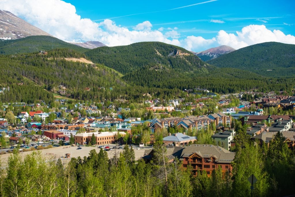 Breckenridge Town in Summit County in Colorado United States. Breckenridge Late Spring Panorama. from Tumbleweed Travel