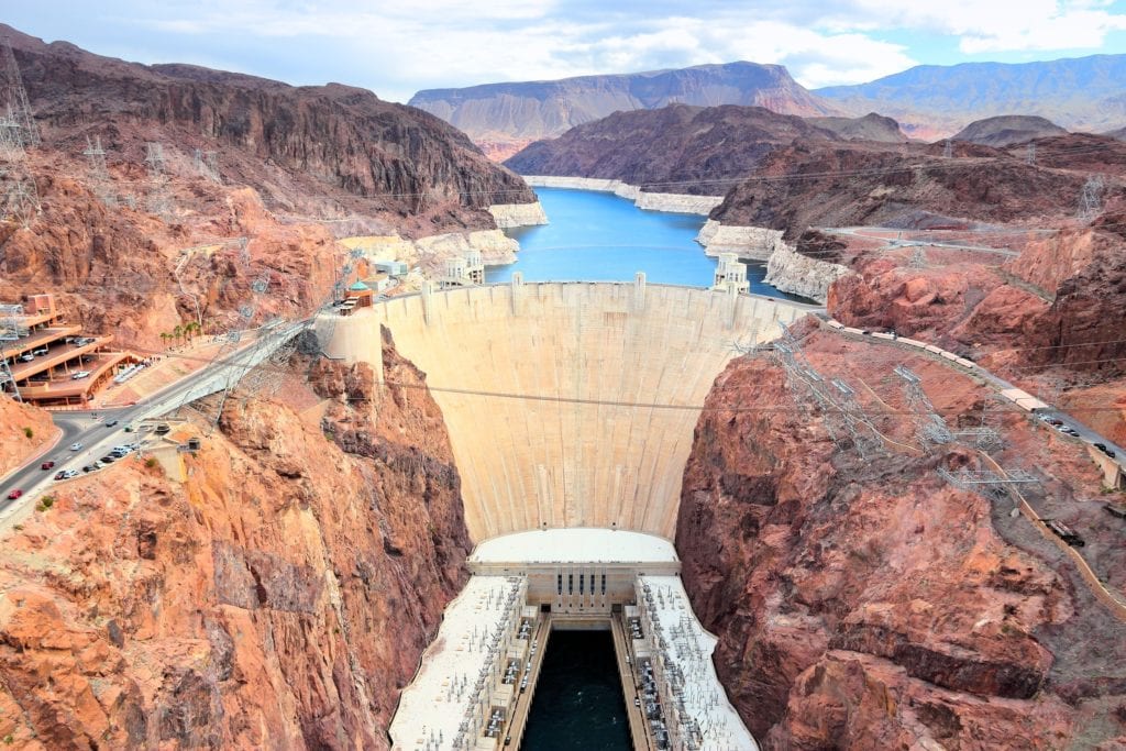 Hoover Dam in United States. Hydroelectric power station on the border of Arizona and Nevada. Hoover Dam in United States. Hydroelectric power station on the border of Arizona and Nevada. from Tumbleweed Travel