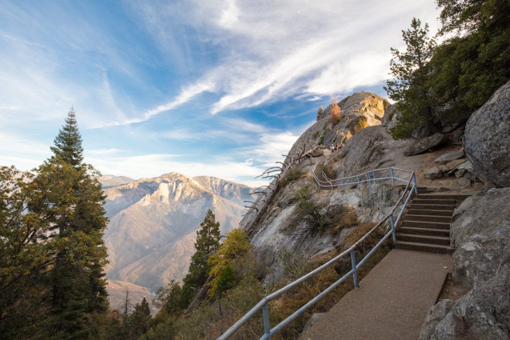Sunset on an autumn evening at Moro Rock in Sequoia National Park California USA from Tumbleweed Travel