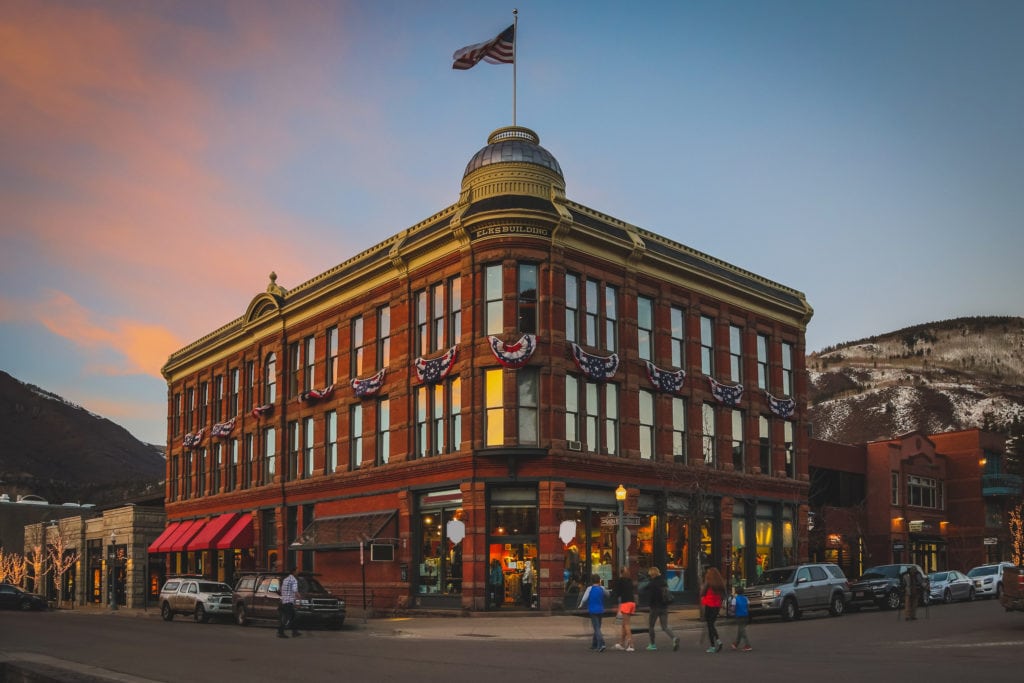 The Elks Building in downtown Aspen was built in 1891 during the Silver Boom. Aspen, Colorado. The Elks Building in downtown Aspen was built in 1891 during the Silver Boom. Aspen Colorado. from Tumbleweed Travel