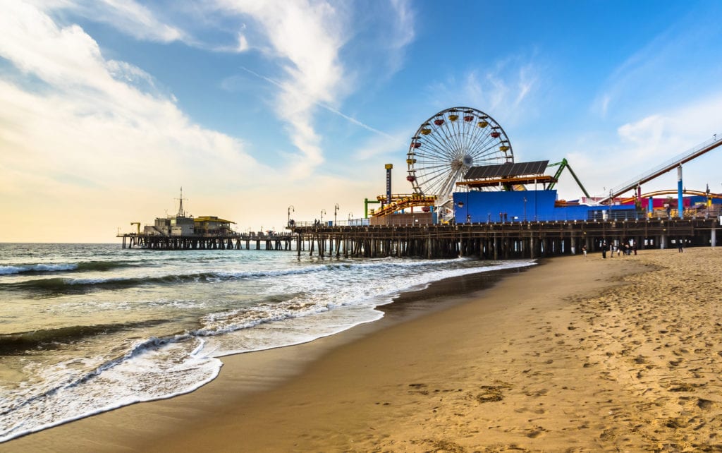 early morning winter Santa Monica pier beach sunny day early morning winter Santa Monica pier beach sunny day from Tumbleweed Travel