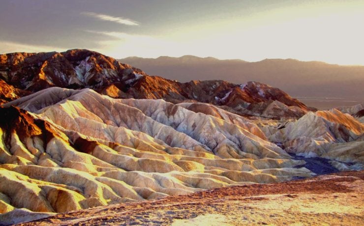 Great Fall Destinations for an RV Trip in the West The colors of the sunset in Death Valley scaled from Tumbleweed Travel