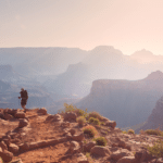Hiker hiking down into the Grand Canyon National Park