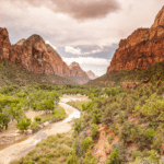 Scenic View of Zion Valley along the Virgin River in Zion National Park